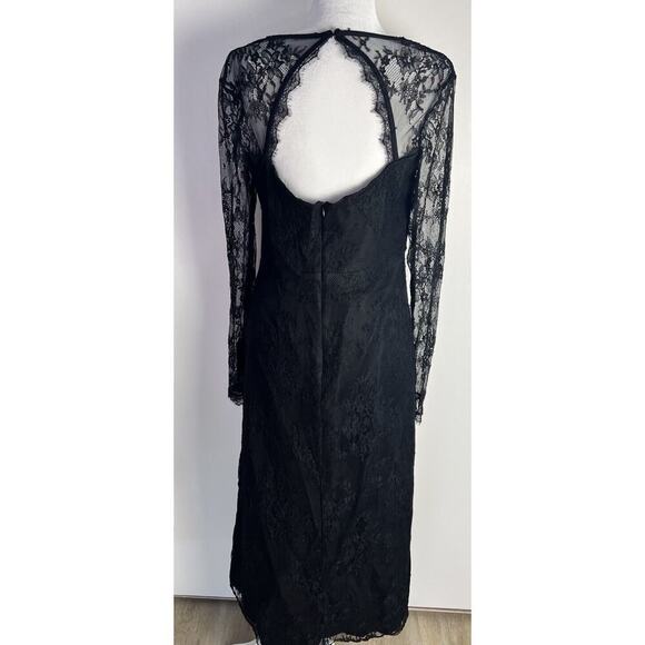 Lulu’s Desirably Dramatic Black Lace CutOut Size Large Event MIDI Dress NEW - Picture 5 of 15